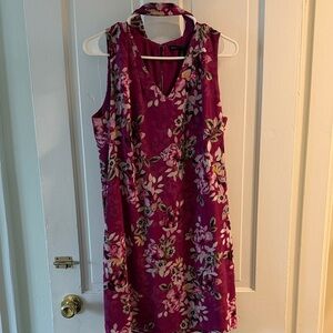 White House Black Market Fuchsia Floral V-Neck Mini Dress